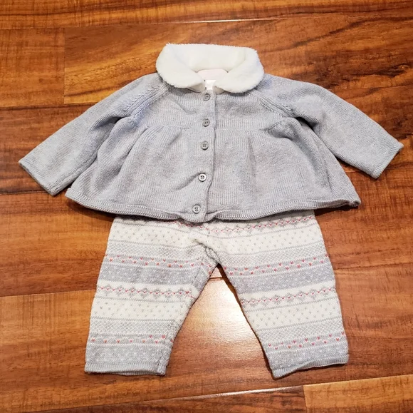 Janie and Jack EUC 3-6 months fair isle sweater set, bodysuit, hat and socks - Picture 2 of 15